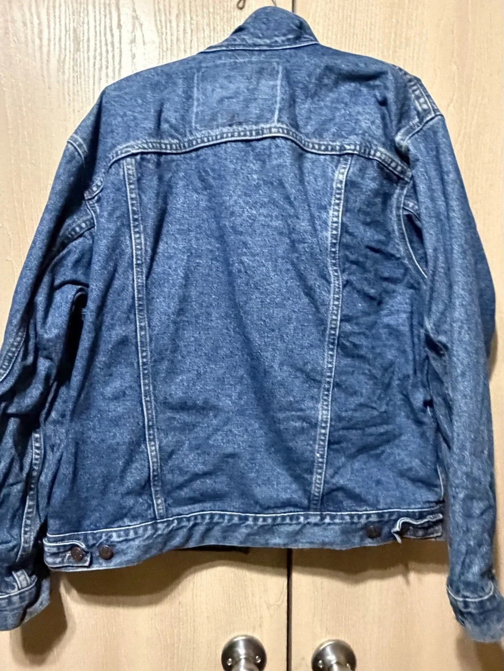 Vintage Levi’s Denim Trucker Jacket Blanket Lined Tan Collar USA Medium 75590239